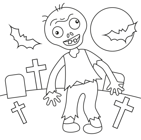 Halloween Zombie Coloring Page